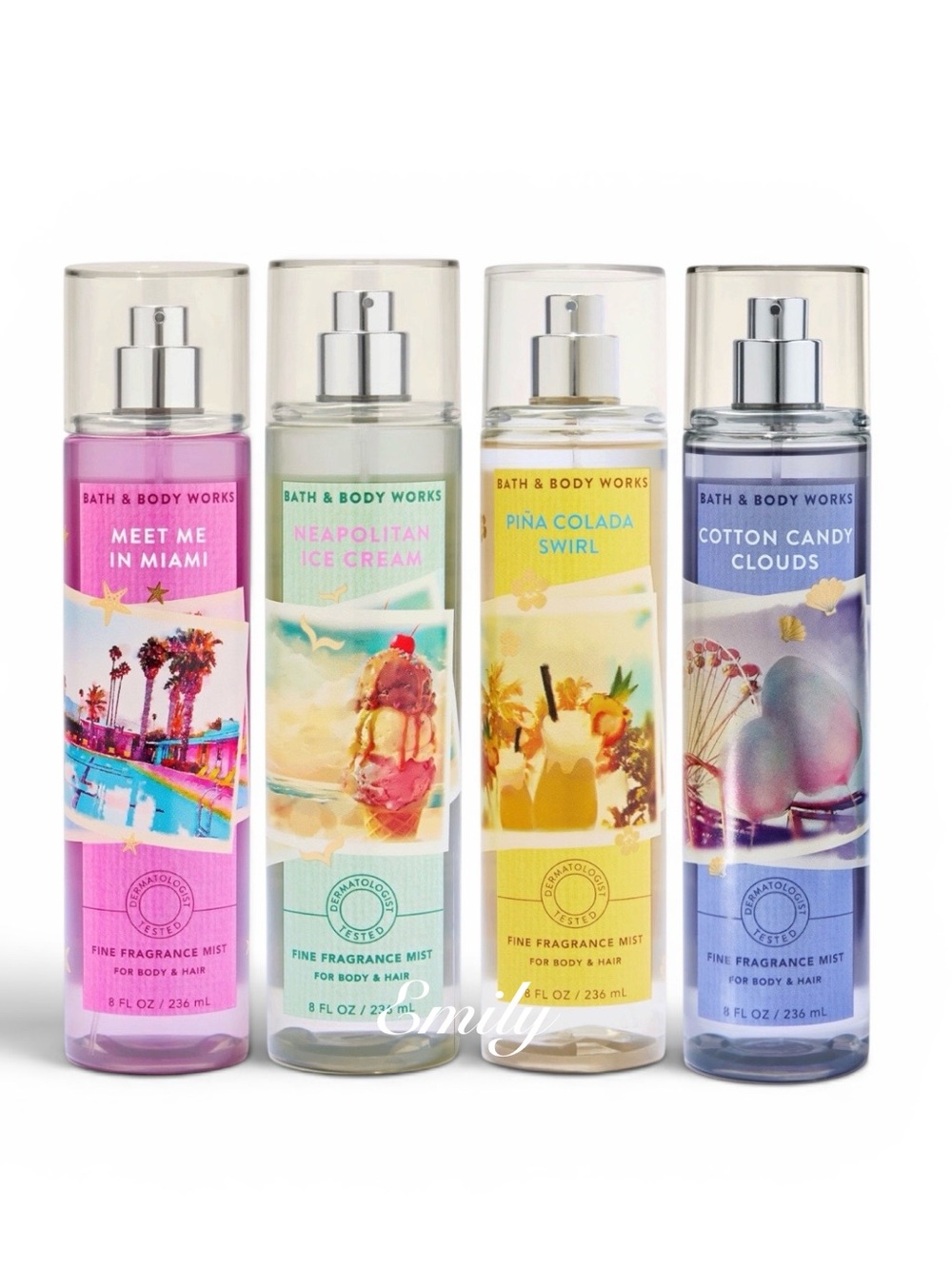 4X Bath & Body Works SUMMER Mist Spray 8 fl oz Variety Set Bundle